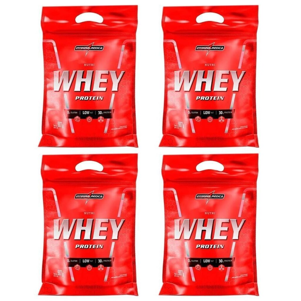 Combo 4x Nutri Whey Isolado Concentrado 907 Refil - Integralmedica