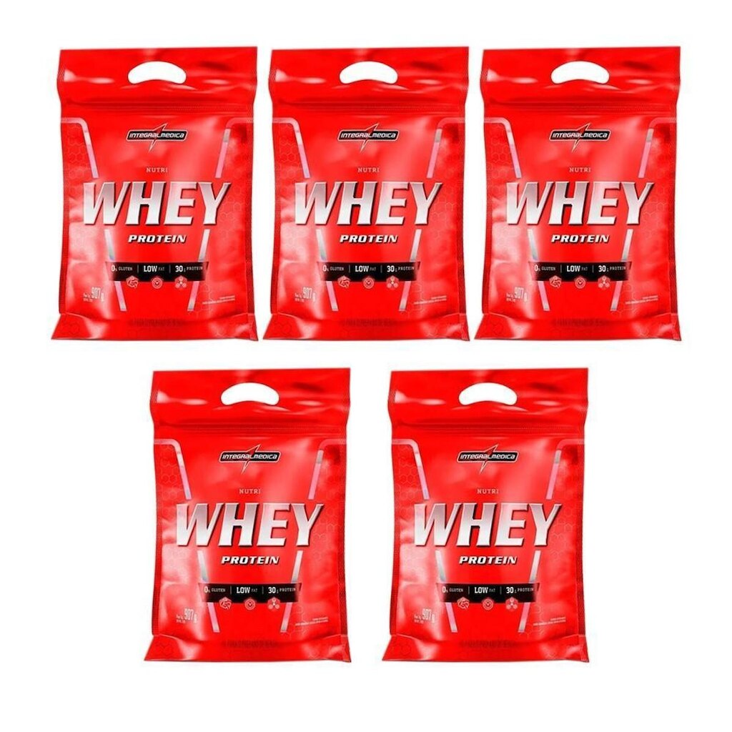 Combo 5x Nutri Whey Isolado Concentrado Chocolate - Integralmedica