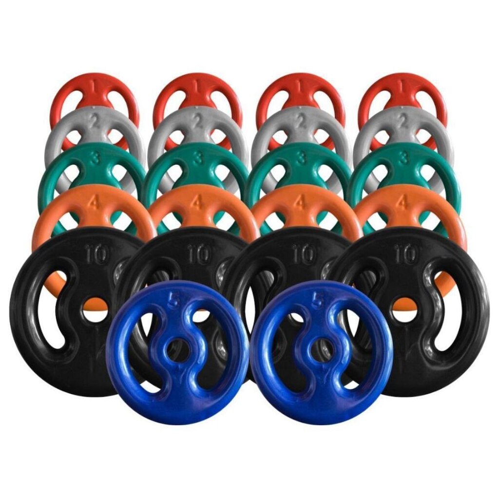 Combo com 22 Anilhas Emborrachadas - 90 Kg
