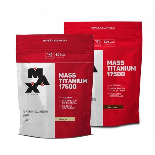 Combo de Suplementos 2 Hipercalórico Mass 1,4kg Max Titanium - Baunilha Menor preço em Combo de Suplementos 2 Hipercalórico Mass 1,4kg Max Titanium - Baunilha