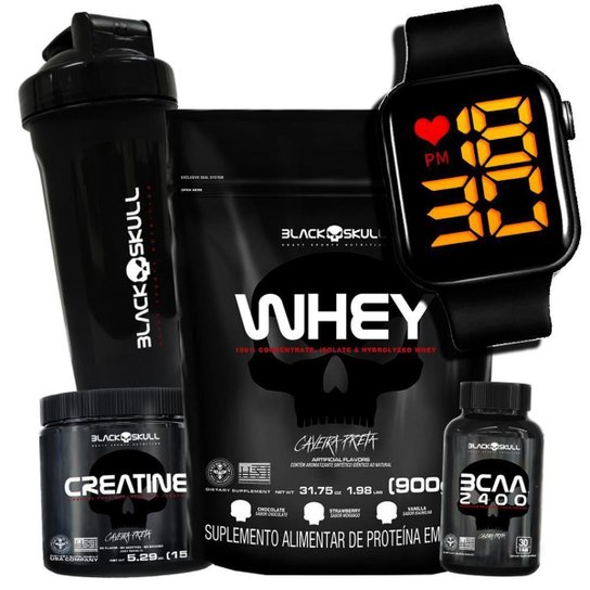 Combo de Suplementos Suplementos Whey + Bcaa + Creatina - Caveira - Black Skull Menor preço em Combo de Suplementos Suplementos Whey + Bcaa + Creatina - Caveira - Black Skull