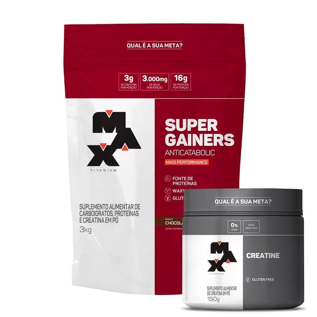 Combo Hipercalórico Super Gairneis Refil 3kg e Creatina Monoidratada 150g - Max Titanium