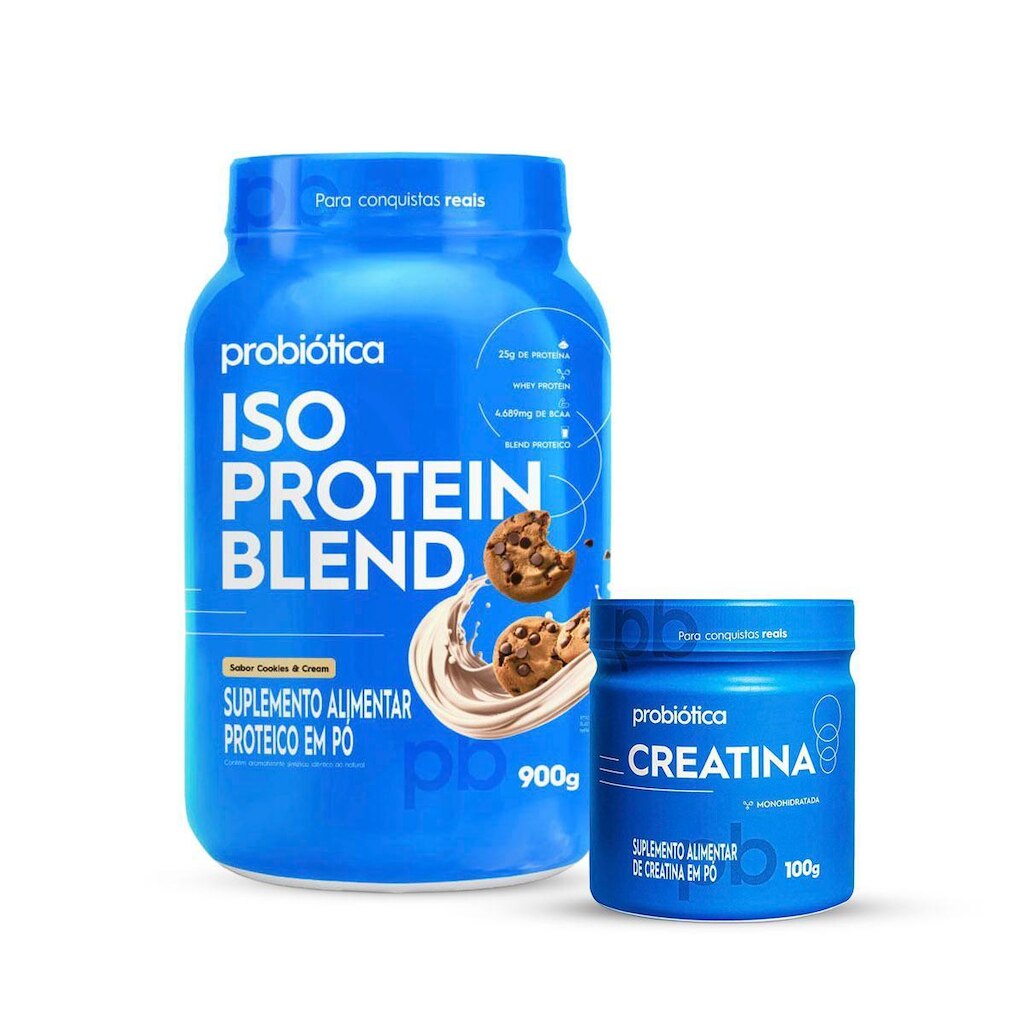 Combo Iso Protein Blend Pote 900g, Creatina 100g - Probiótica
