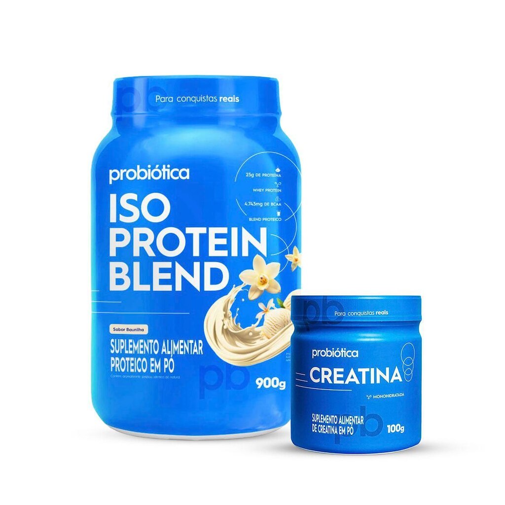Combo Iso Protein Blend Pote 900g, Creatina 100g - Probiótica