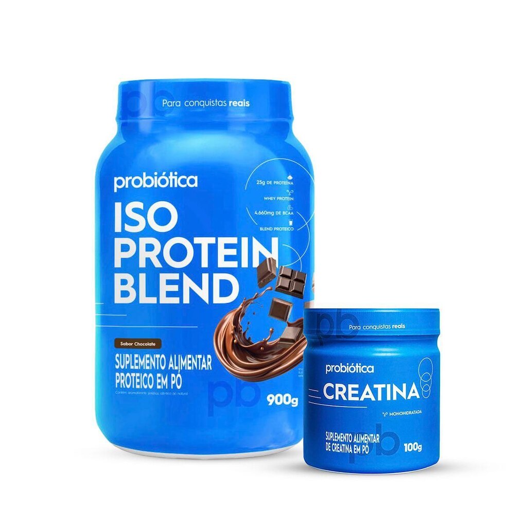 Combo Iso Protein Blend Pote 900g, Creatina 100g - Probiótica