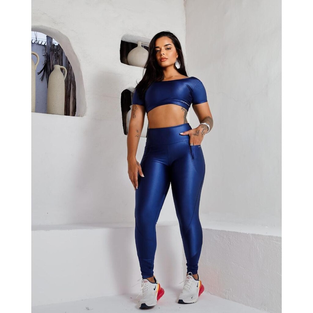 Combo Kit Feminino Insanity Blusa Cropped Impulse e Legging Dynamo
