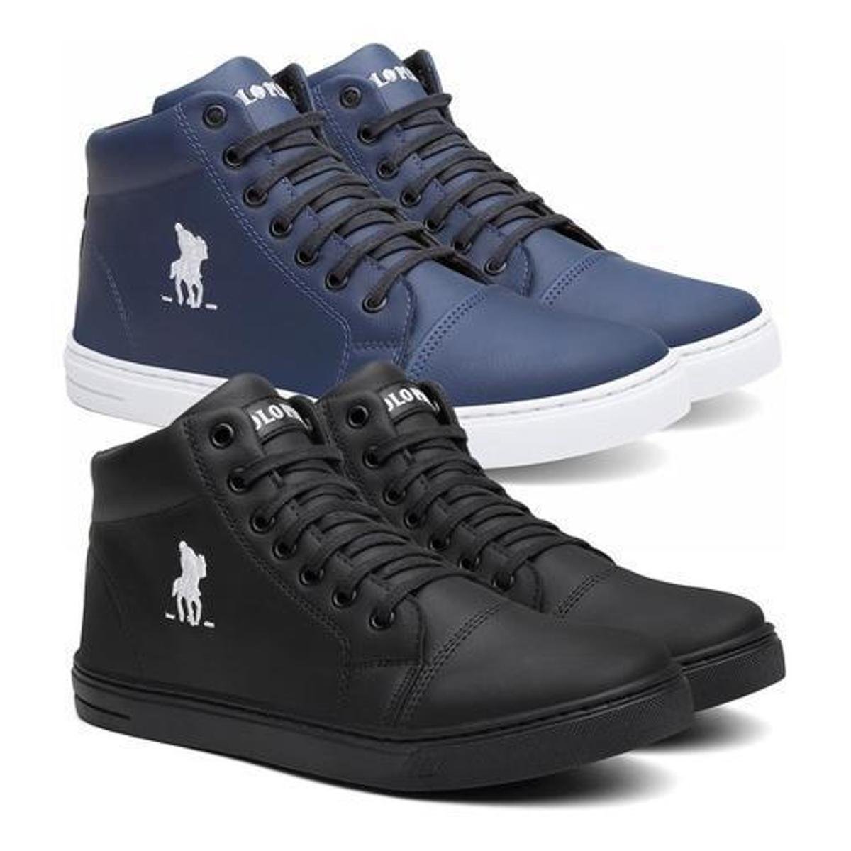 Combo Kit2 Tenis Masculino Botinha Cano Alto Polo Plus Macio