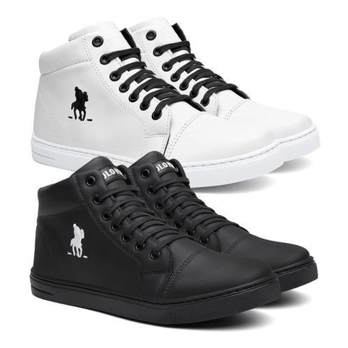 Combo Kit2 Tenis Masculino Botinha Cano Alto Polo Plus Macio