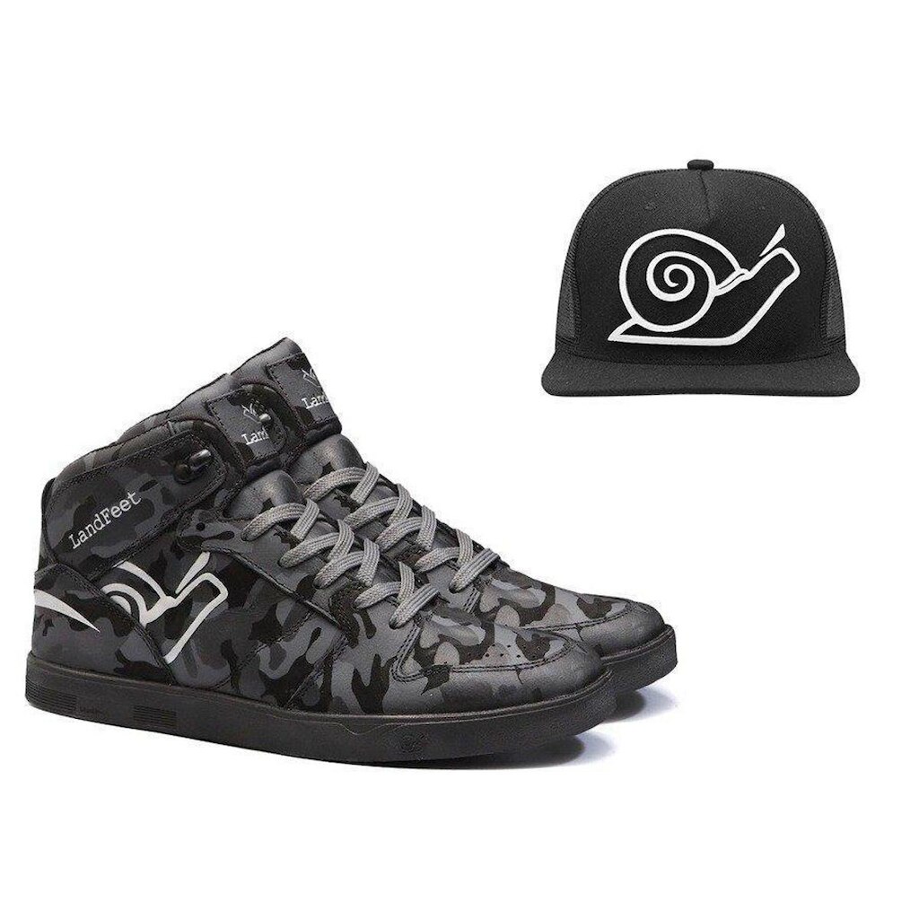 Combo LandFeet Tênis + Boné Qualidade Durável Couro