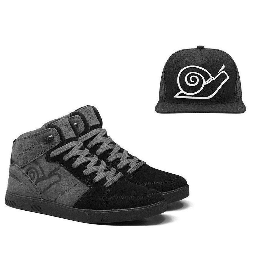 Combo LandFeet Tênis + Boné Qualidade Durável Couro