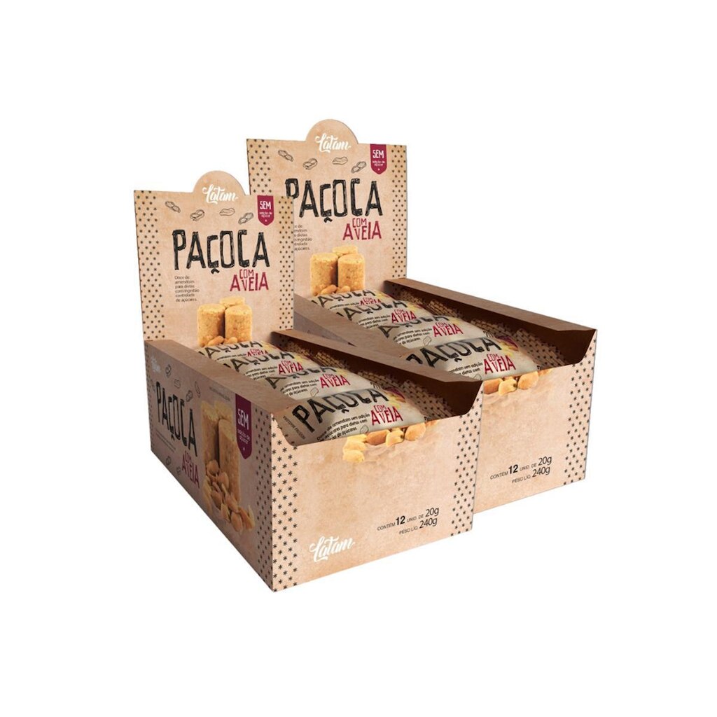 Combo Latam Fit Pacoca Com Aveia Zero Acucar 24 Unidades