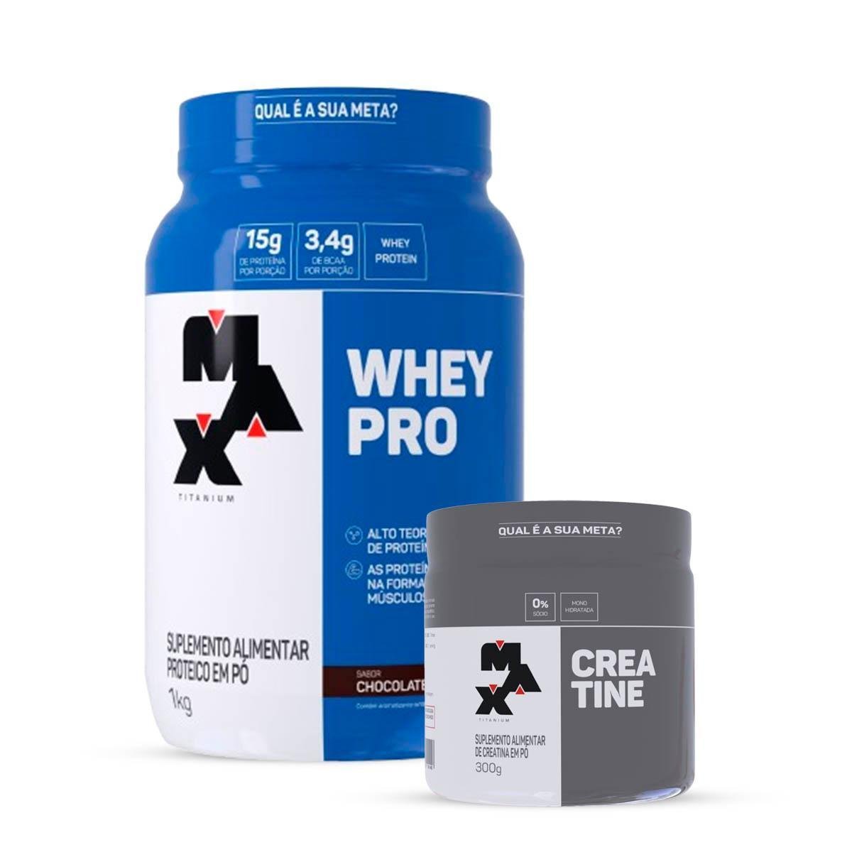 Combo Max Titanium Whey Pro 1kg com Creatina 300g Combo Max Titanium Whey Pro 1kg com Creatina 300g