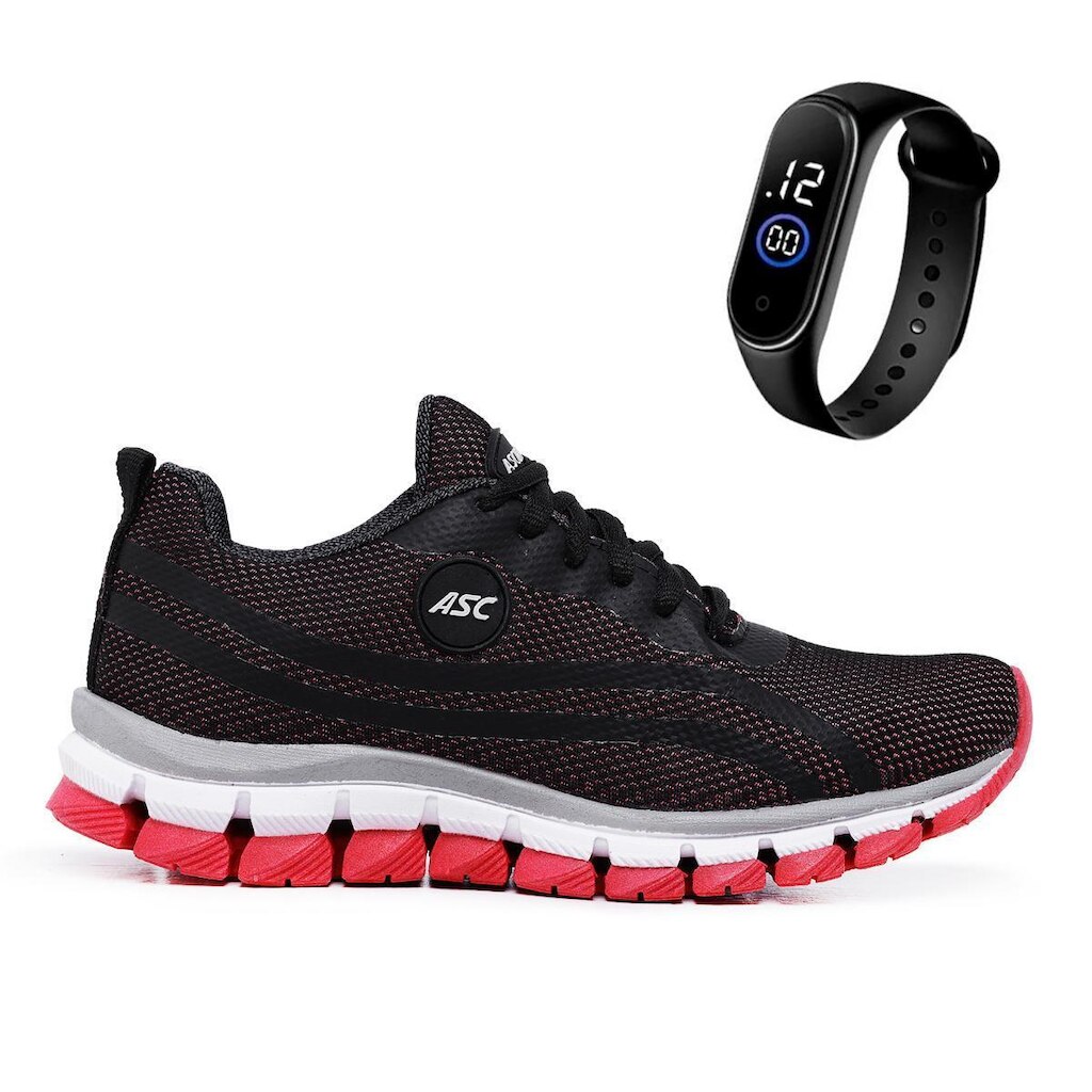 Combo Tênis Feminino Com Relogio Fino Digital Ideal para Caminhar, Treinar e Usar no Dia a Dia