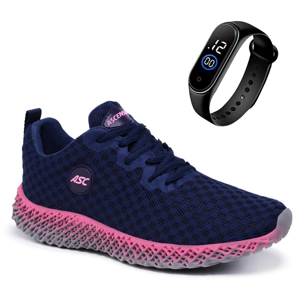 Combo Tênis Feminino Esportivo Com Relógio Fino – Conforto e Estilo para Caminhada e Dia a Dia