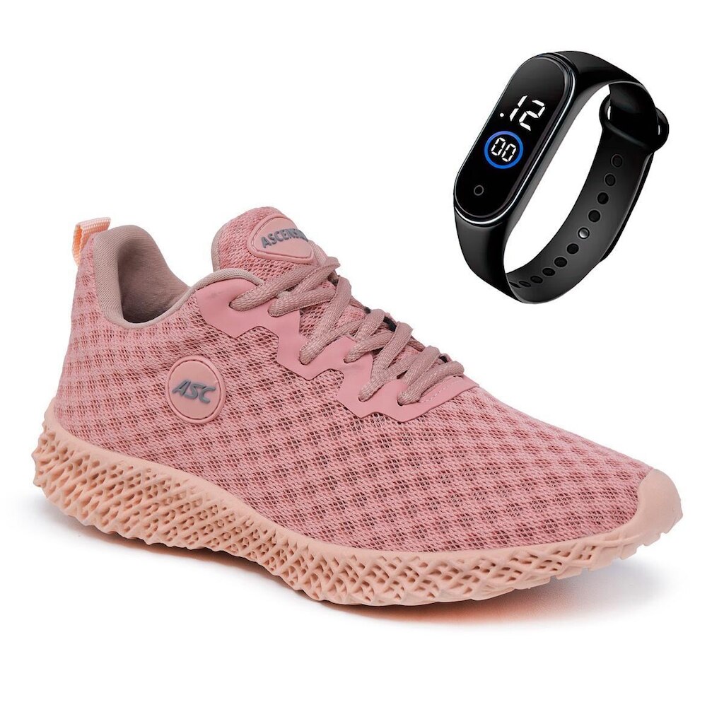 Combo Tênis Feminino Esportivo Com Relógio Fino – Conforto e Estilo para Caminhada e Dia a Dia