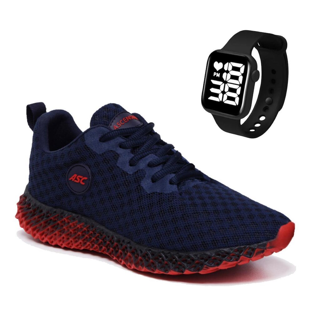 Combo Tênis Feminino Esportivo Com Relógio Quadrado – Conforto e Estilo para Caminhada e Dia a Dia