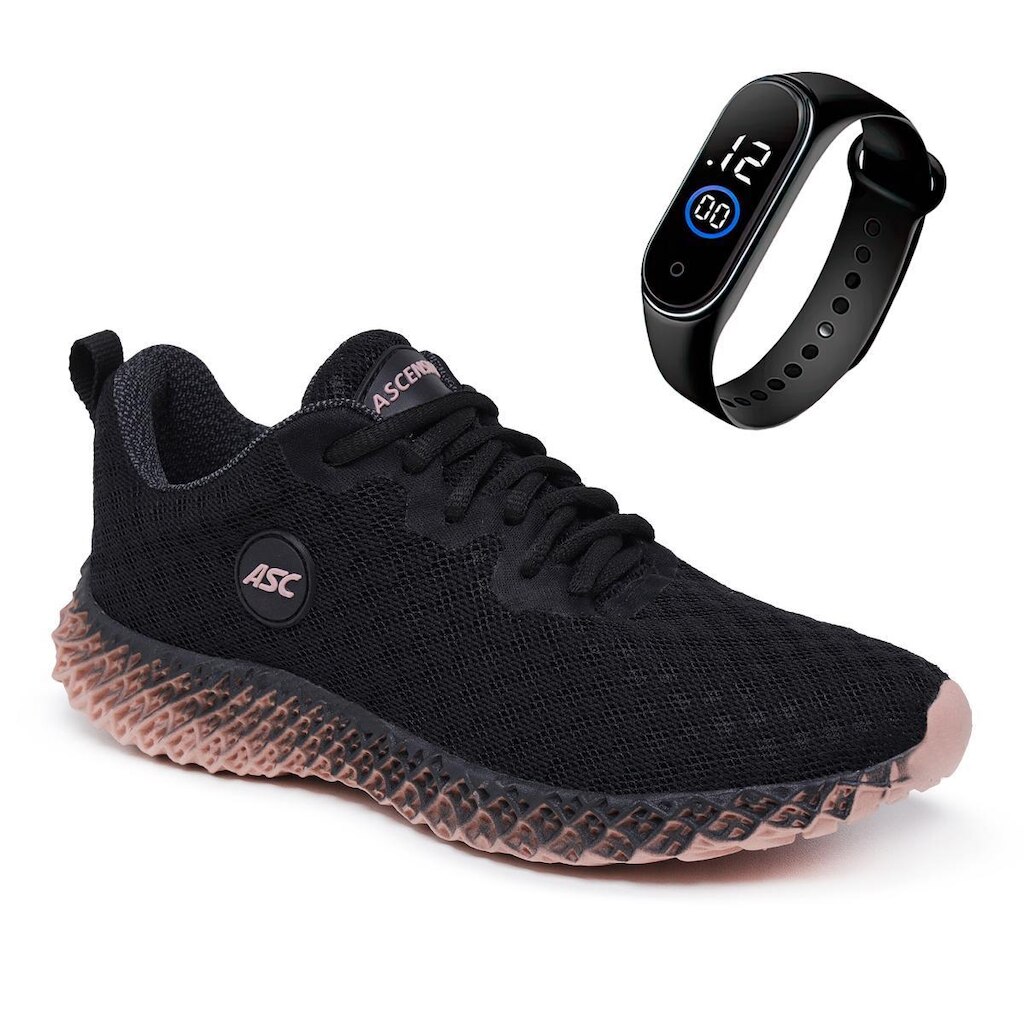 Combo Tênis Feminino Ghost 3 com Relógio – Leve e Confortável para Caminhada, Academia e Dia a Dia