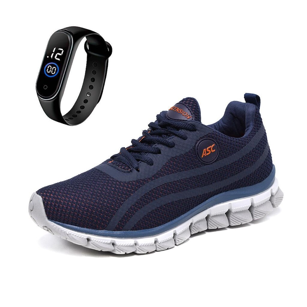 Combo Tênis Masculino Com Relogio Fino Ideal para Caminhar, Treinar e Usar no Dia a Dia