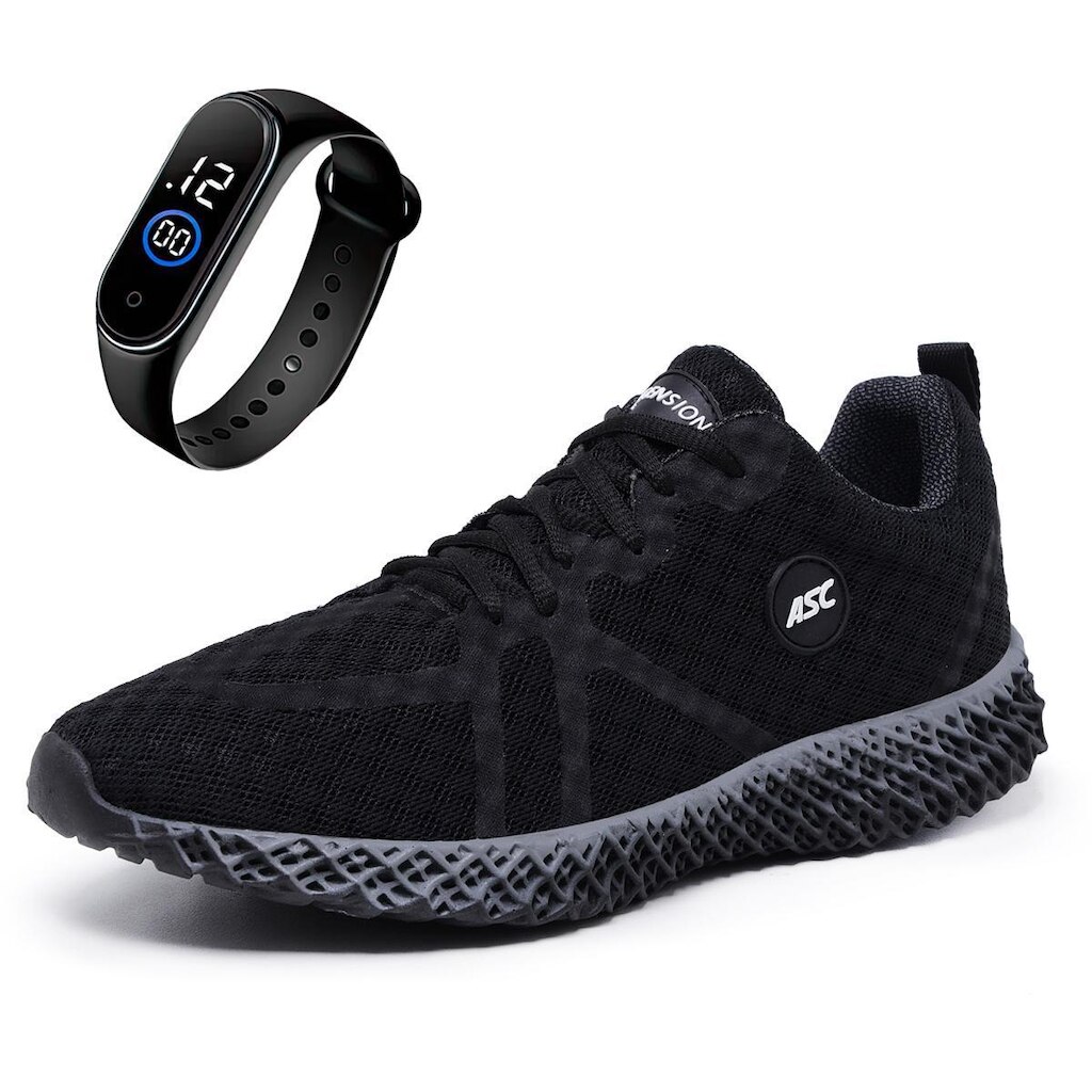 Combo Tênis Masculino Ghost 3 com Relógio – Leve e Confortável para Caminhada, Academia e Dia a Dia
