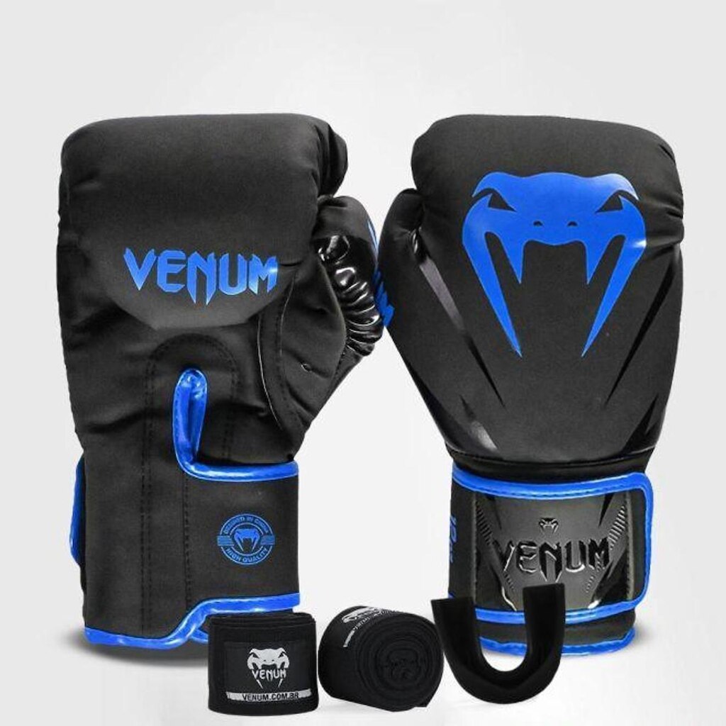 COMBO VENUM LUVAS NEW IMPACT EVO IMPORTADA BLEU LUVA 2M BANDAGEM BUCAL