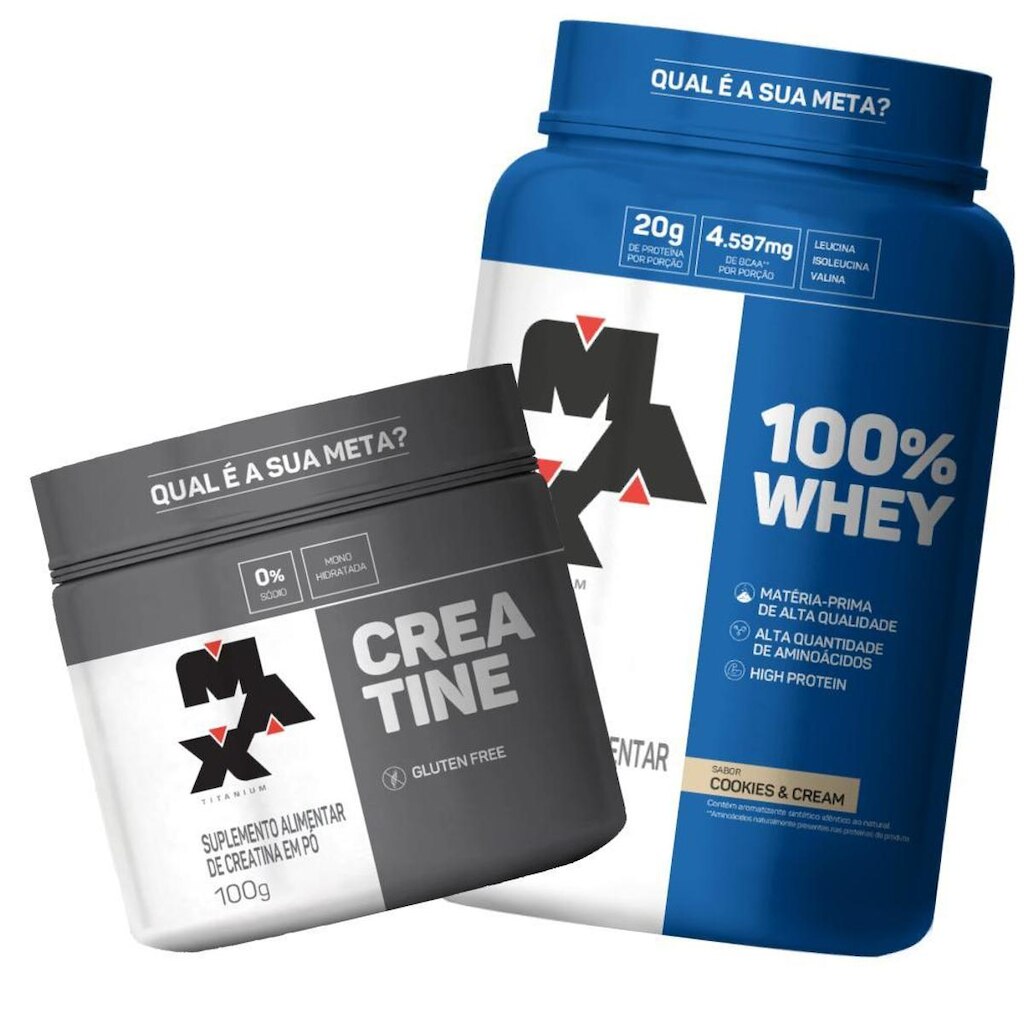 COMBO WHEY 100% CONCENTRADO 900G + CREATINA 100G - MAX