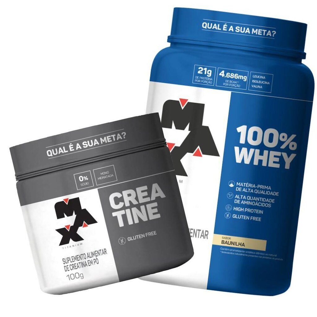 COMBO WHEY 100% CONCENTRADO 900G + CREATINA 100G - MAX