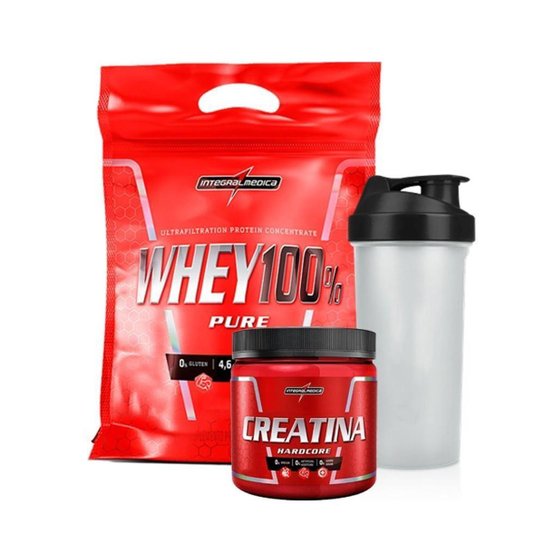 Combo Whey Protein 100 Pure Nutri Concentrado Baunilha 900g + Creatina + Coqueteleira Integralmédica Menor preço em Combo Whey Protein 100 Pure Nutri Concentrado Baunilha 900g + Creatina + Coqueteleira Integralmédica