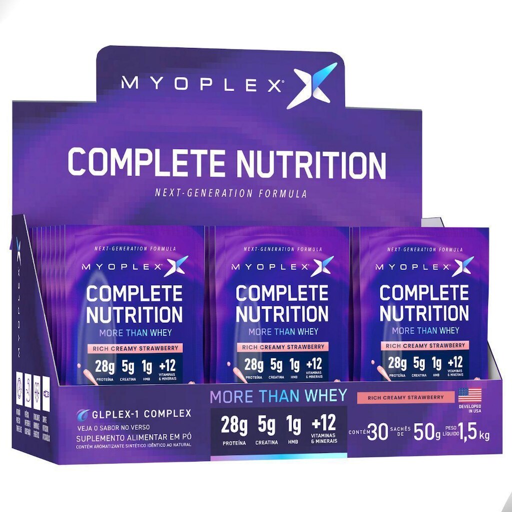 Complete Whey Protein Nutrition 50g Box 30 Sache 1,5Kg Myoplex