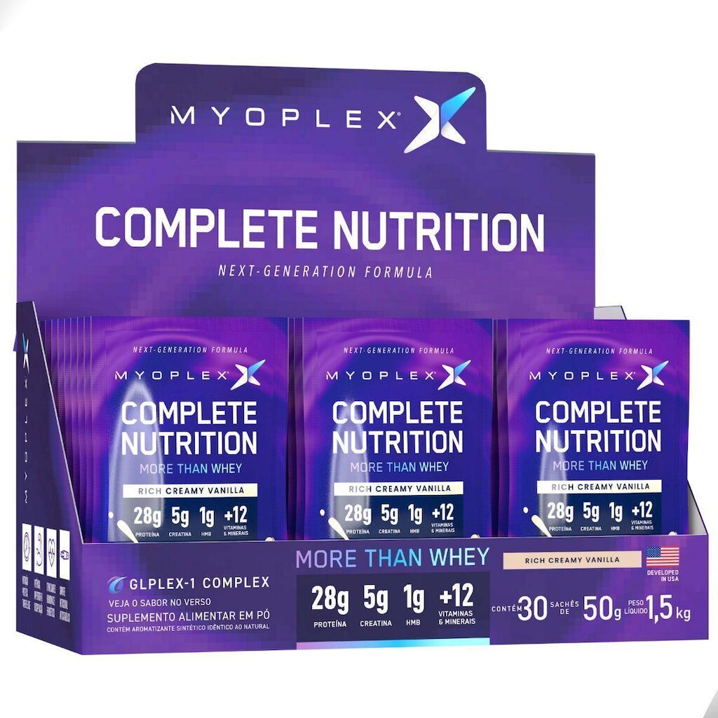 Complete Whey Protein Nutrition 50g Box 30 Sache 1,5Kg Myoplex