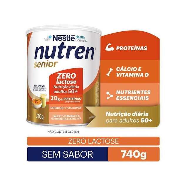 Composto Lácteo Nestle Nutren Sênior Zero lactose 740g 2 Unidades