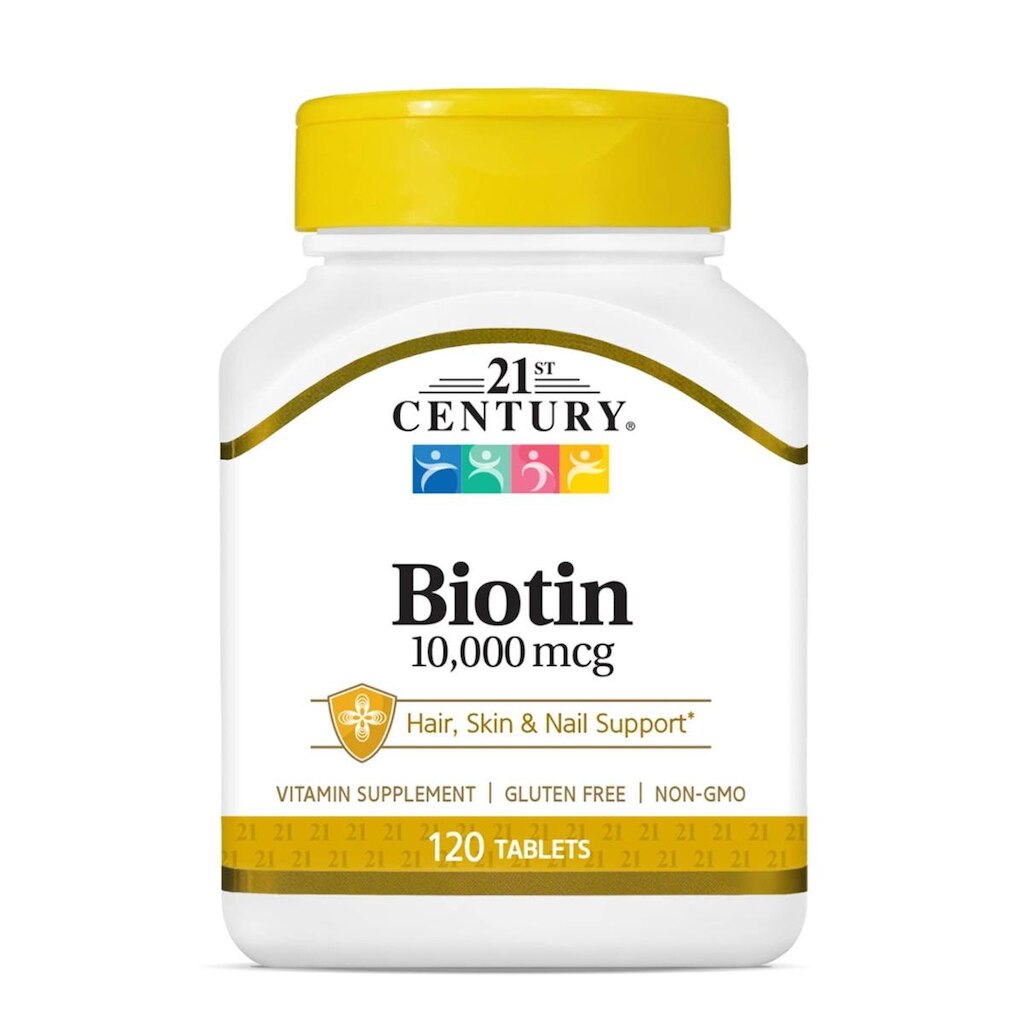 Comprimidos de Biotina do século 21, 10.000 mcg, Conde 120 Não Destruído