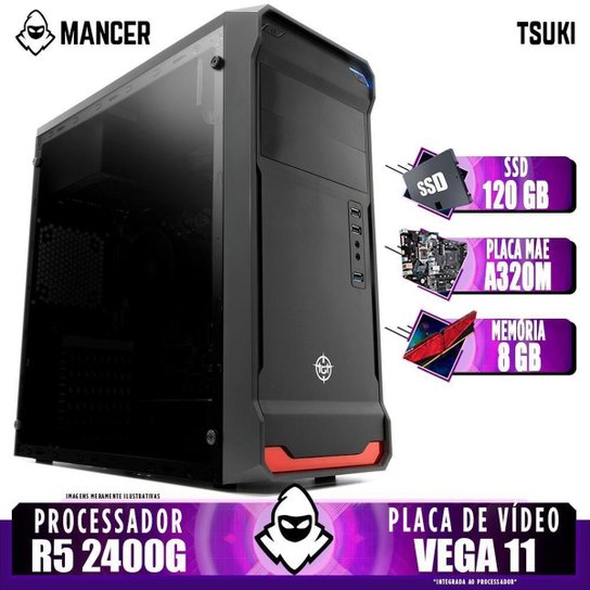 Computador Gamer Mancer, AMD Ryzen 5 2400G, A320M, 8GB DDR4, SSD 120GB, 400W - Preto