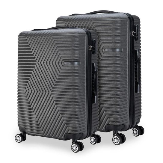 Conjunto 2 Malas de Viagem Reforçada ABS Anti Furto Roda 360° Swissport - Cinza Menor preço em Conjunto 2 Malas de Viagem Reforçada ABS Anti Furto Roda 360° Swissport - Cinza