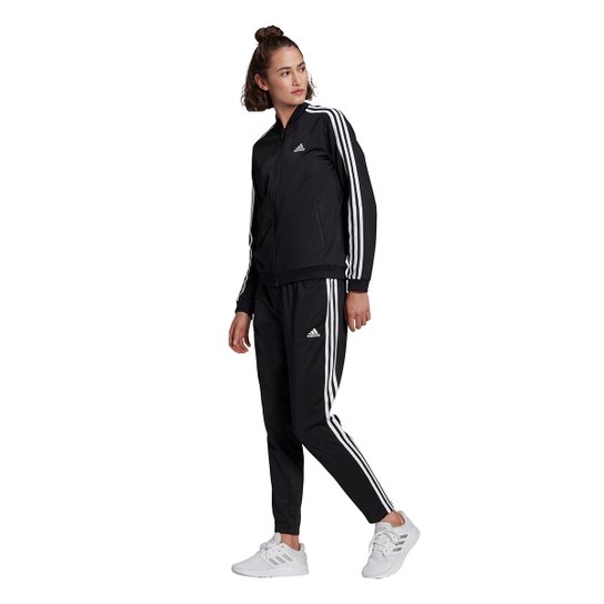 Conjunto Adidas 3 Listras Jaqueta + Calça Feminino - Preto+Branco é ruim? Conjunto Adidas 3 Listras Jaqueta + Calça Feminino - Preto+Branco é boa?