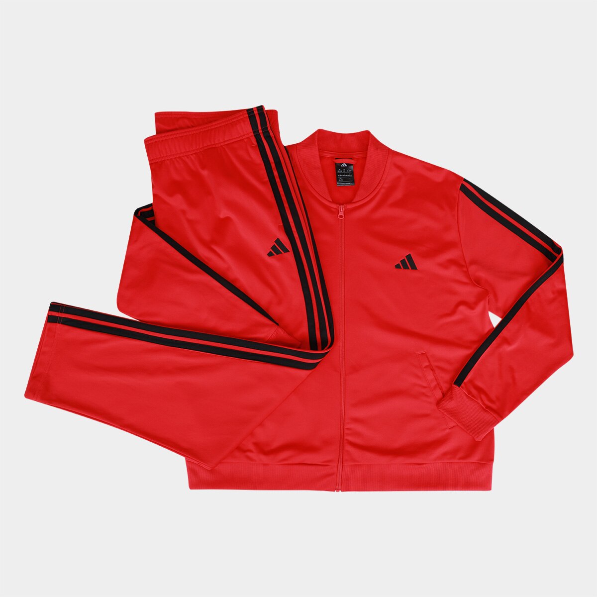 Conjunto Adidas Essentials Stripes Feminino Vermelho Netshoes