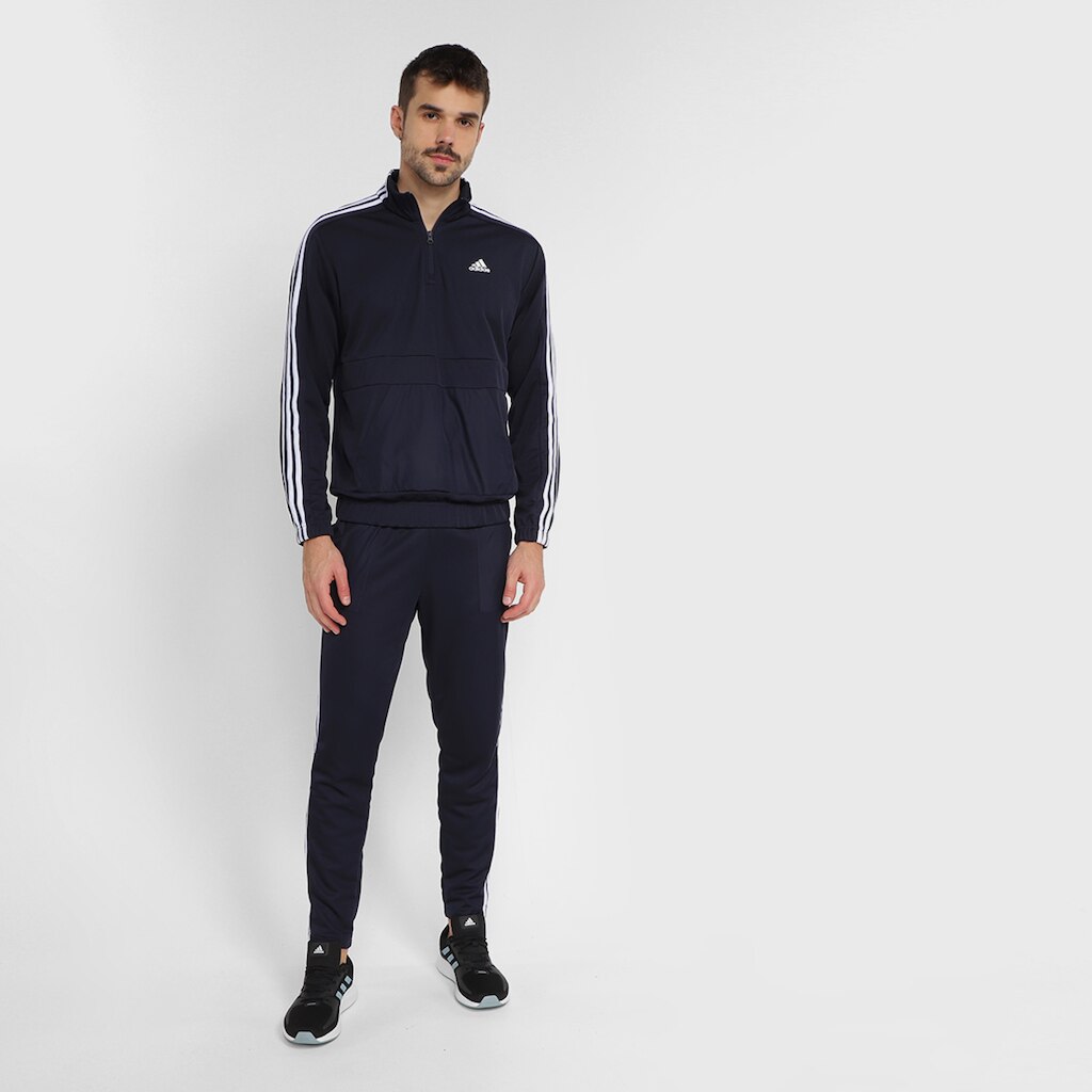 Conjunto Adidas Malha Zíper 3/4 Aeroready Masculino