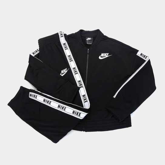 Conjunto Agasalho Infantil Nike Sportswear Feminino - Preto e Branco Menor preço em Conjunto Agasalho Infantil Nike Sportswear Feminino - Preto e Branco