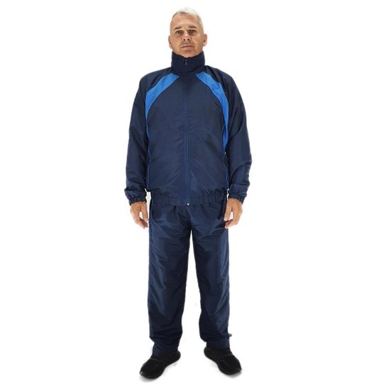 CONJUNTO AGASALHO MASCULINO TACTEL CALÇA E JAQUETA FORRADO ESPORTIVO- AZUL COBALTO - Azul Escuro Menor preço em CONJUNTO AGASALHO MASCULINO TACTEL CALÇA E JAQUETA FORRADO ESPORTIVO- AZUL COBALTO - Azul Escuro