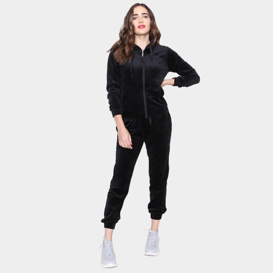 Conjunto Agasalho Sea Surf Plush Com Capuz Feminino - Preto Menor preço em Conjunto Agasalho Sea Surf Plush Com Capuz Feminino - Preto