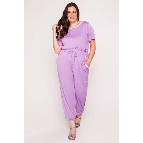 Conjunto Almaria Plus Size Bonitta Calça Flirt - Roxo