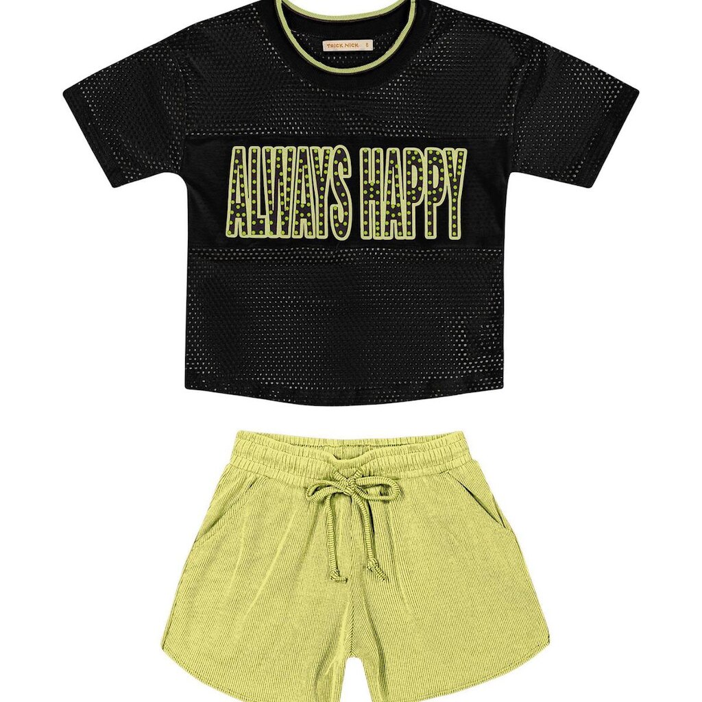 Conjunto Always Happy Infantil Trick Nick Preto