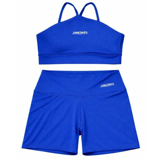 CONJUNTO AYLA Top em V e Short Curto, Feminino, Academia