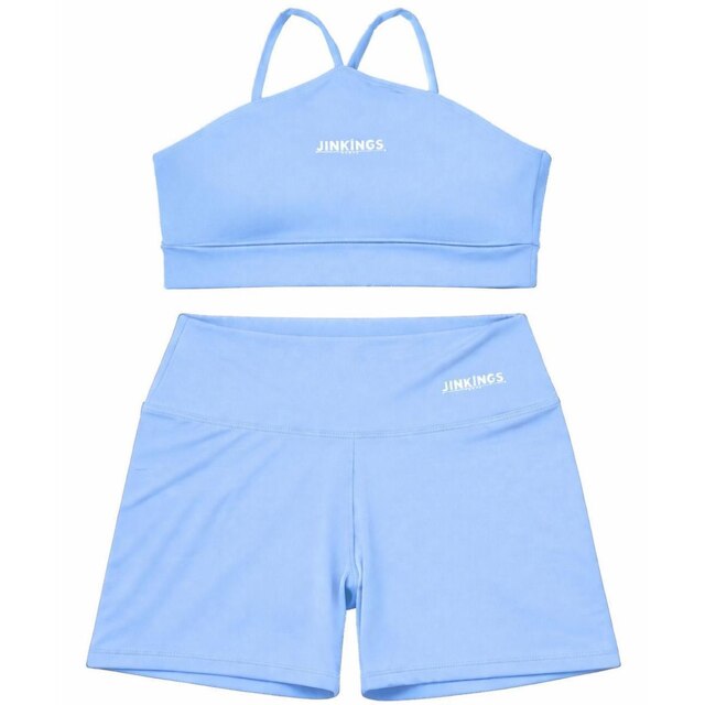 CONJUNTO AYLA Top em V e Short Curto, Feminino, Academia