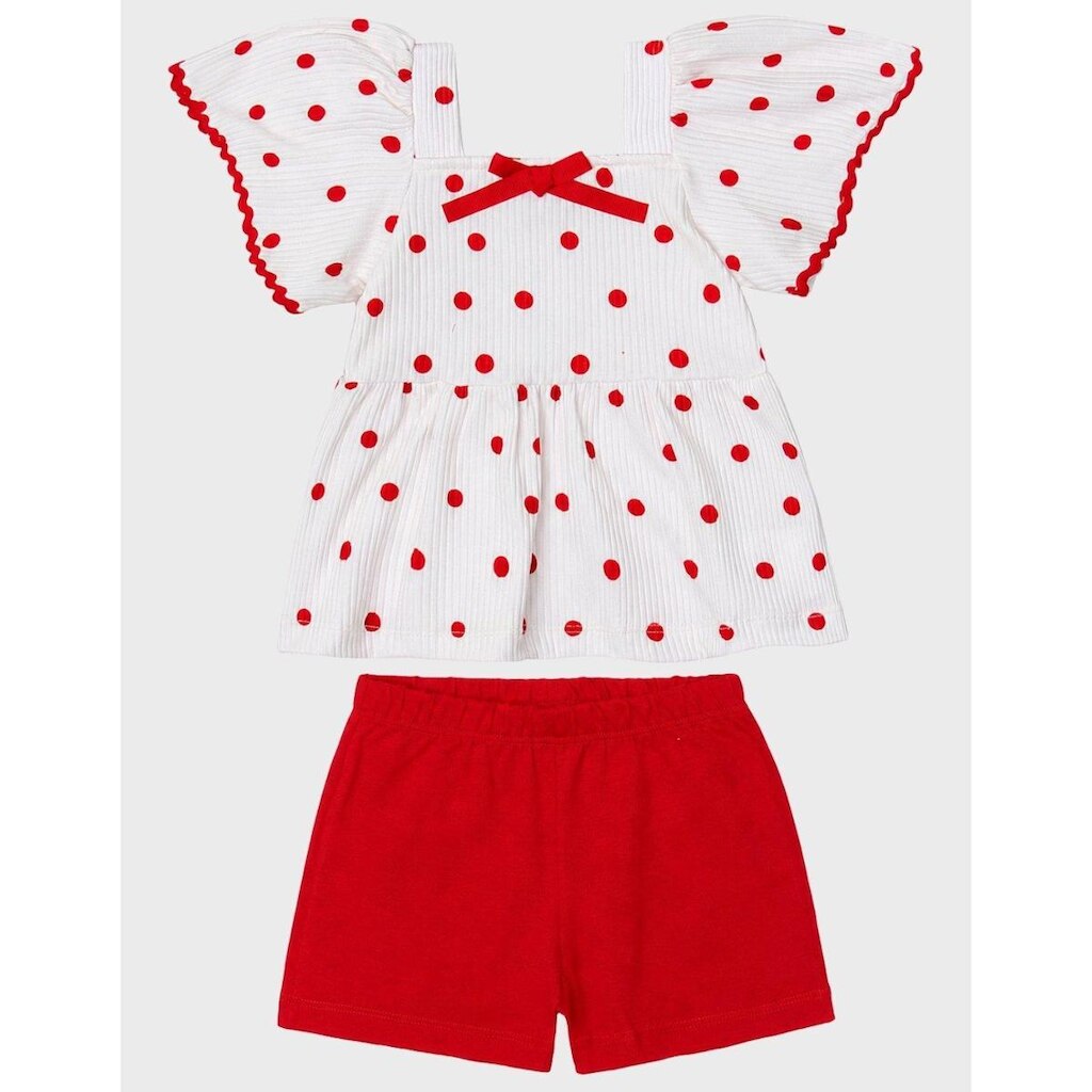 Conjunto Bata Canelada Detalhes Pontos Com Moda Verão Shorts Cotton Confortável Bebê Menina P a GG