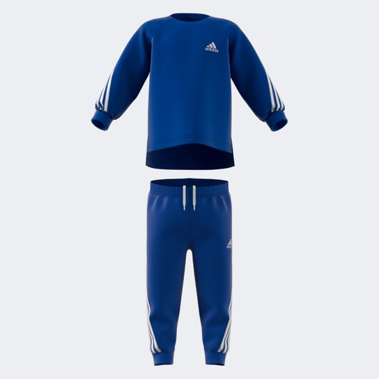 Conjunto Bebê Adidas Blusa e Calça Moletom Future Icon 3 Listras Menino - Azul Royal Menor preço em Conjunto Bebê Adidas Blusa e Calça Moletom Future Icon 3 Listras Menino - Azul Royal