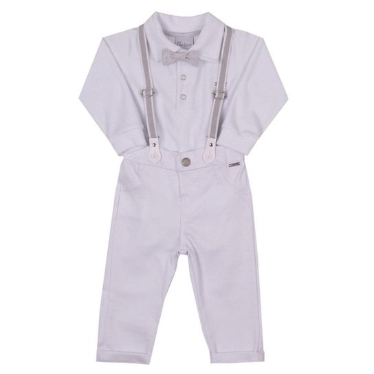 Conjunto Bebê Batismo Body Calça E Acessórios Branco Paraíso - Branco Menor preço em Conjunto Bebê Batismo Body Calça E Acessórios Branco Paraíso - Branco