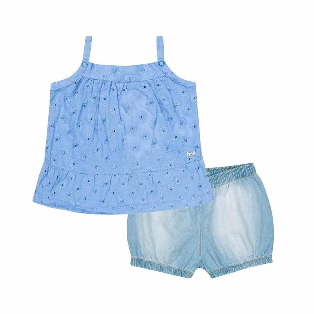 Conjunto Bebê Menina Bata Laíse Short Jeans TMX