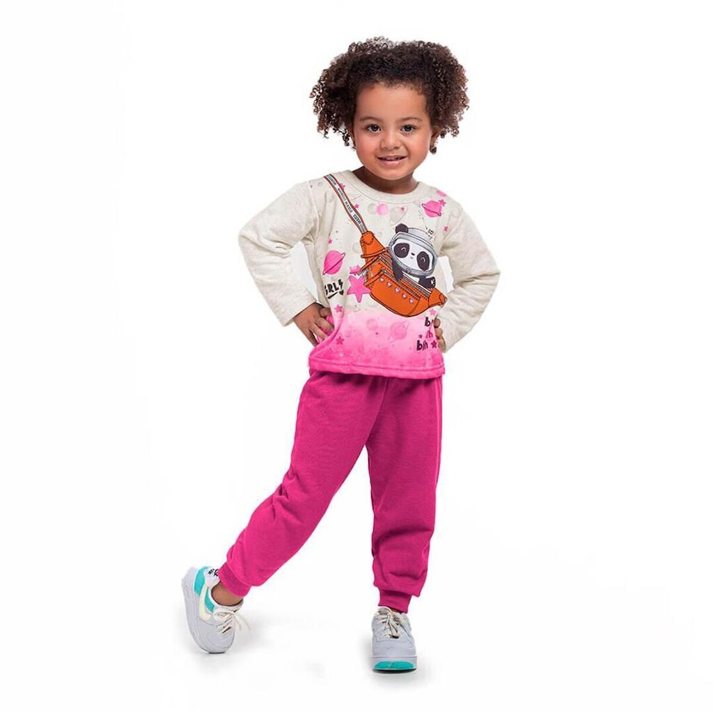 Conjunto Bebê Menina Moletom Panda