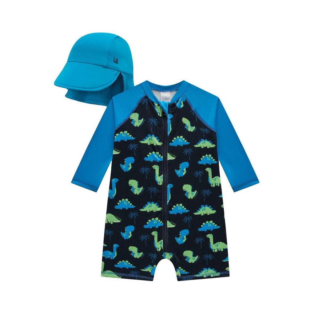 Conjunto Bebê Menino Azul Proteção UV 50+ Dino Luc.boo