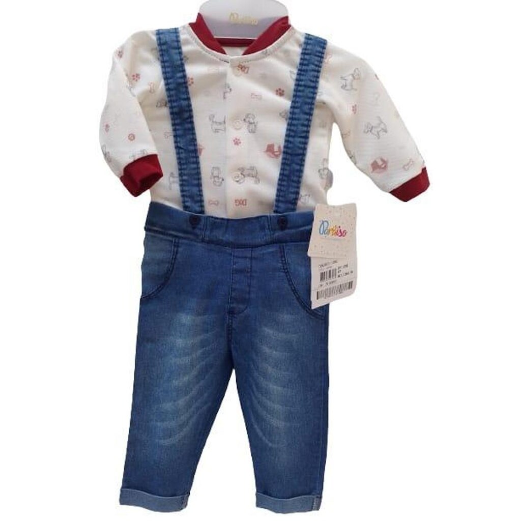 Conjunto Bebê Menino Body + Calça Suspensório Paraiso 13866